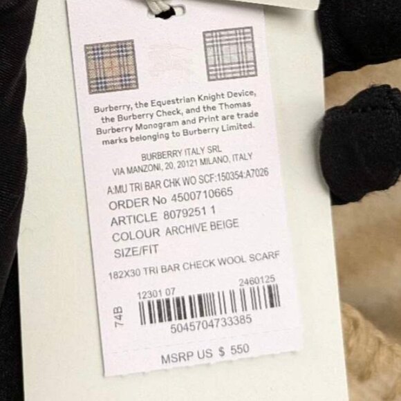 Burberry Check Wool Scarf Archive Beige 8079251 - Picture 7 of 9